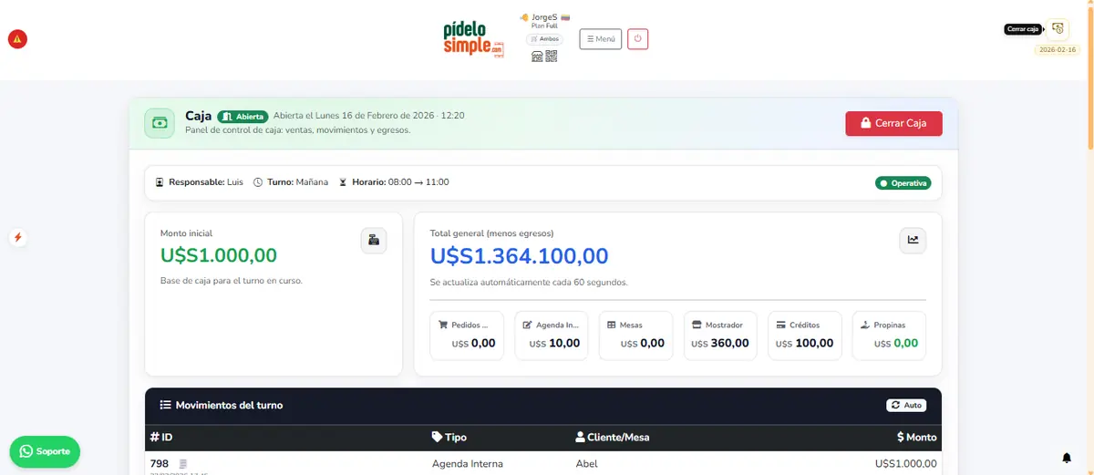 Caja: apertura, cierre y arqueo